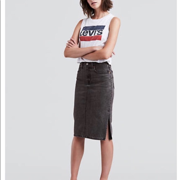 levis midi denim skirt